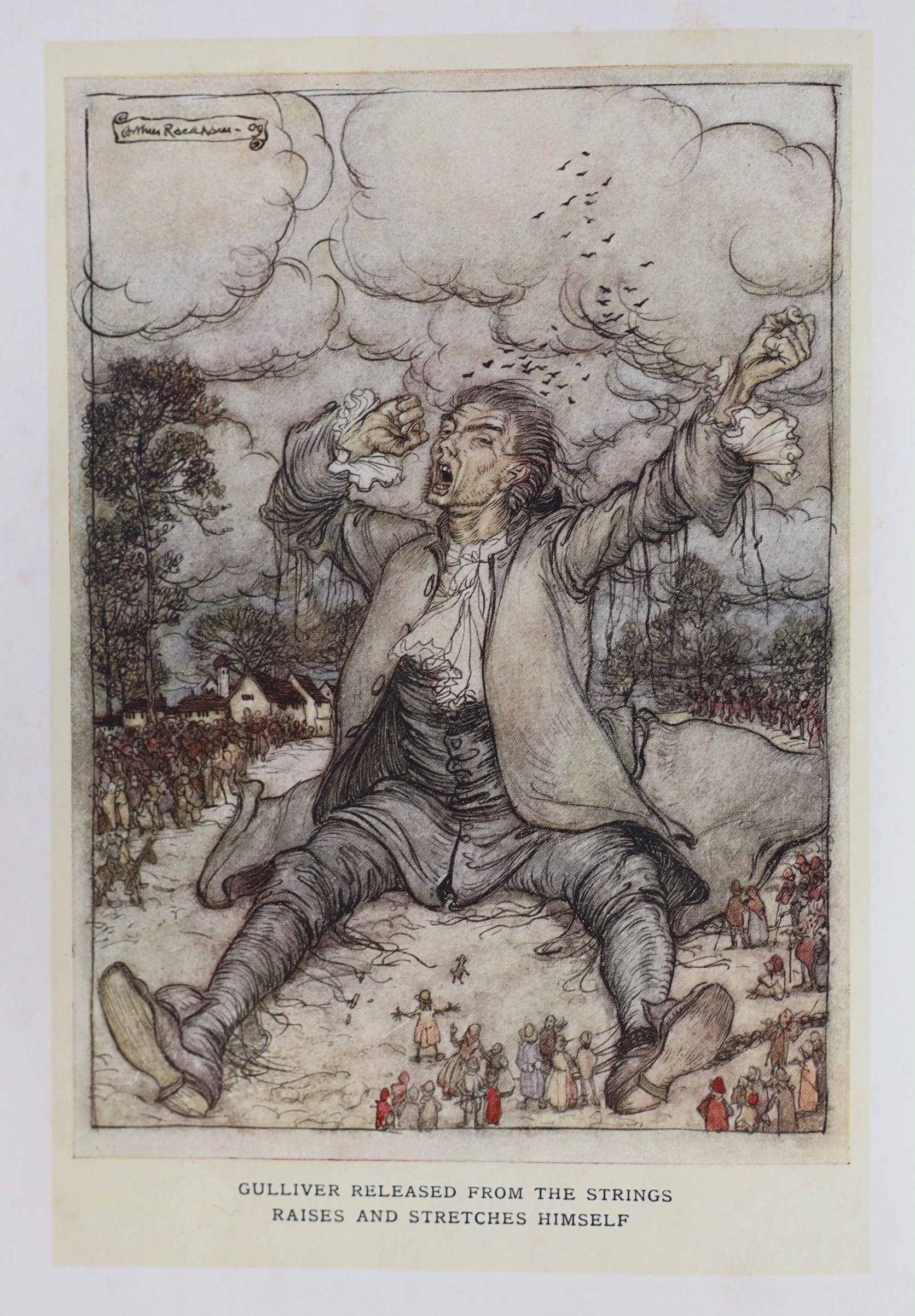 Swift, Jonathan - Gulliver’s Travels, illustrated with 12 coloured plates by Arthur Rackham, 8vo, blue pictorial cloth gilt, J.M. Dent & Co., London, 1909